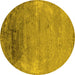Round Oriental Yellow Industrial Rug, urb2071yw
