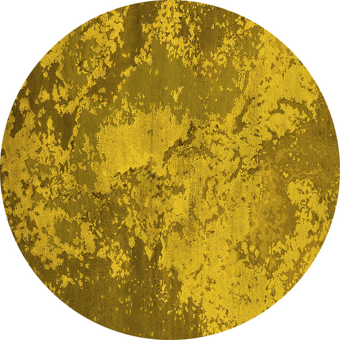 Round Oriental Yellow Industrial Rug, urb2072yw