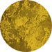 Round Oriental Yellow Industrial Rug, urb2072yw