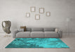 Machine Washable Oriental Turquoise Industrial Area Rugs in a Living Room,, wshurb2072turq