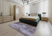 Mid-Century Modern Purple Oriental Rug in a Bedroom, urb2072