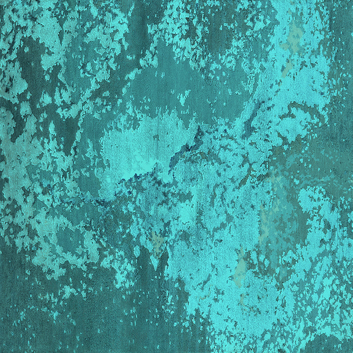 Square Machine Washable Oriental Turquoise Industrial Area Rugs, wshurb2072turq