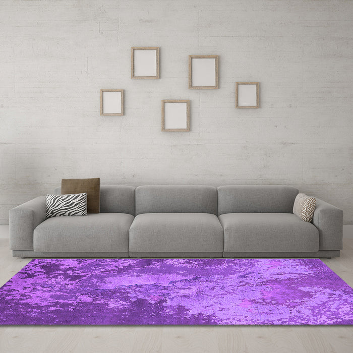 Machine Washable Oriental Purple Industrial Area Rugs in a Living Room, wshurb2072pur