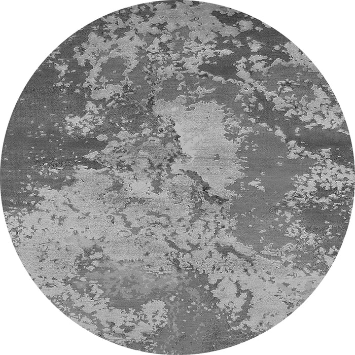 Round Machine Washable Oriental Gray Industrial Rug, wshurb2072gry