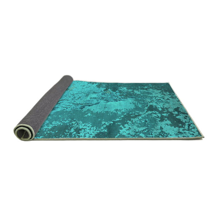 Sideview of Oriental Turquoise Industrial Rug, urb2072turq