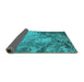 Sideview of Oriental Turquoise Industrial Rug, urb2072turq