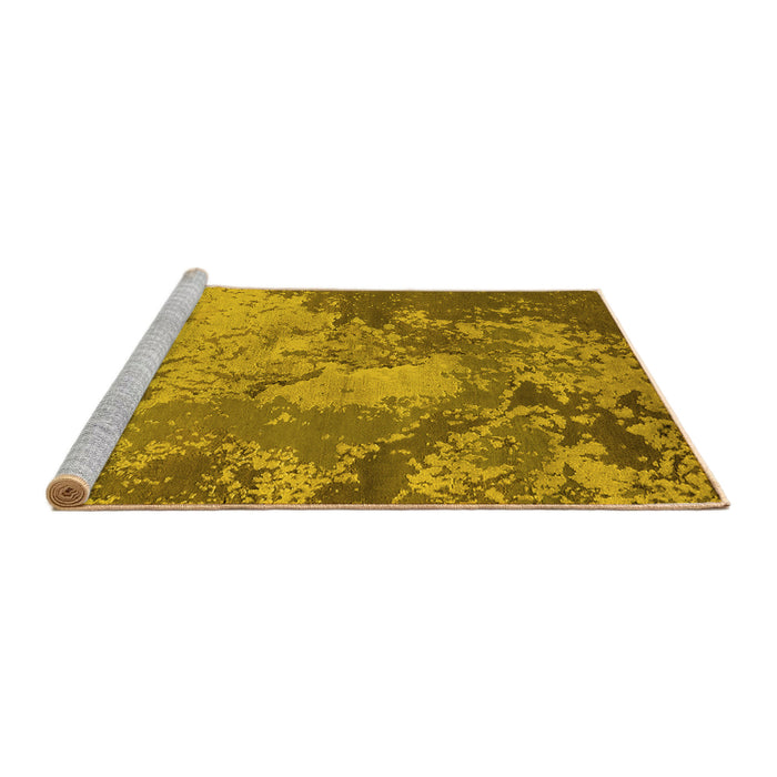 Sideview of Machine Washable Oriental Yellow Industrial Rug, wshurb2072yw