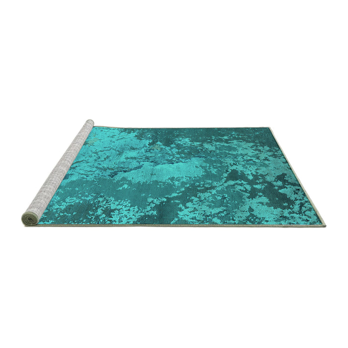 Sideview of Machine Washable Oriental Turquoise Industrial Area Rugs, wshurb2072turq