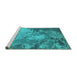 Sideview of Machine Washable Oriental Turquoise Industrial Area Rugs, wshurb2072turq