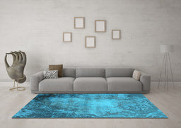 Machine Washable Oriental Light Blue Industrial Rug in a Living Room, wshurb2073lblu