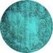 Round Oriental Turquoise Industrial Rug, urb2073turq