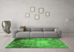 Machine Washable Oriental Green Industrial Area Rugs in a Living Room,, wshurb2073grn