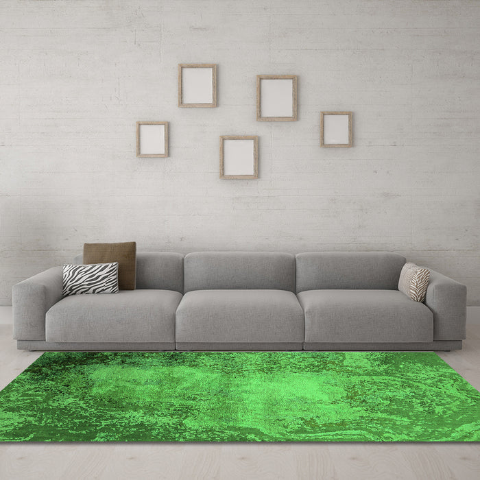 Machine Washable Oriental Green Industrial Area Rugs in a Living Room,, wshurb2073grn