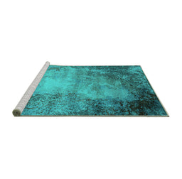 Sideview of Machine Washable Oriental Turquoise Industrial Area Rugs, wshurb2073turq
