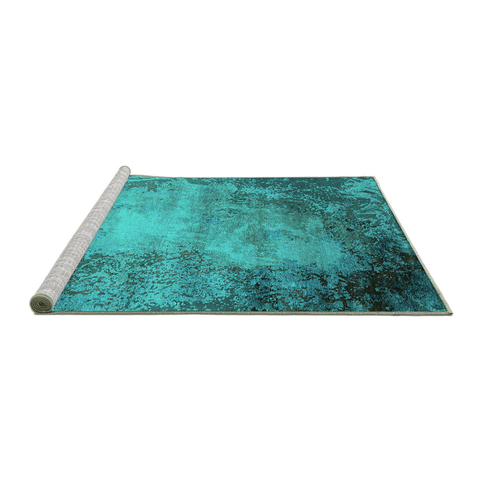Sideview of Machine Washable Oriental Turquoise Industrial Area Rugs, wshurb2073turq
