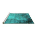 Sideview of Machine Washable Oriental Turquoise Industrial Area Rugs, wshurb2073turq