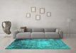 Machine Washable Oriental Turquoise Industrial Area Rugs in a Living Room,, wshurb2073turq