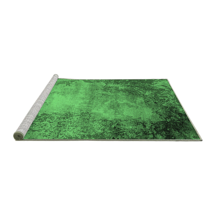 Sideview of Machine Washable Oriental Emerald Green Industrial Area Rugs, wshurb2073emgrn