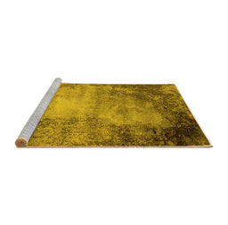 Sideview of Machine Washable Oriental Yellow Industrial Rug, wshurb2073yw