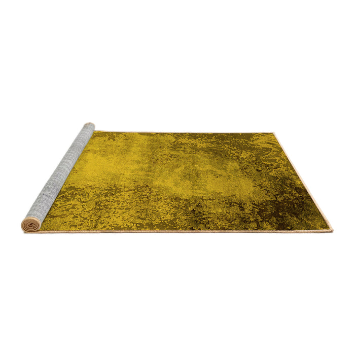 Sideview of Machine Washable Oriental Yellow Industrial Rug, wshurb2073yw