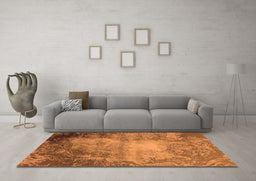 Machine Washable Oriental Orange Industrial Area Rugs in a Living Room, wshurb2073org
