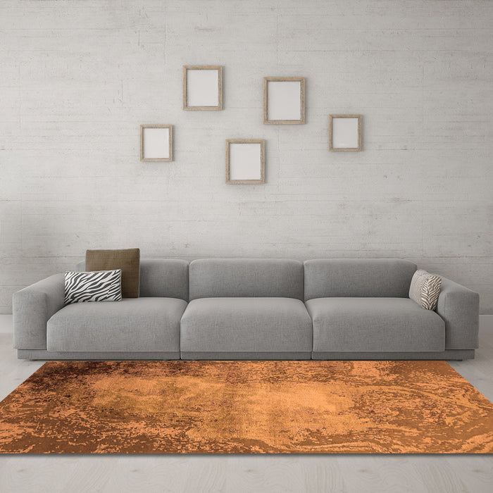Machine Washable Oriental Orange Industrial Area Rugs in a Living Room, wshurb2073org