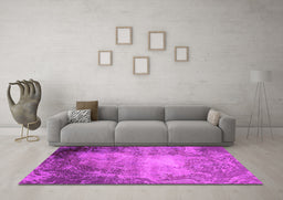 Machine Washable Oriental Pink Industrial Rug in a Living Room, wshurb2073pnk