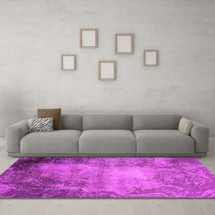 Machine Washable Oriental Pink Industrial Rug in a Living Room, wshurb2073pnk