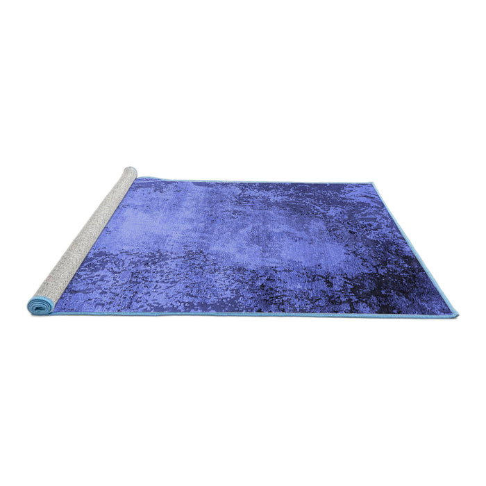 Sideview of Machine Washable Oriental Blue Industrial Rug, wshurb2073blu