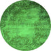 Round Oriental Green Industrial Rug, urb2073grn