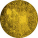 Round Oriental Yellow Industrial Rug, urb2074yw