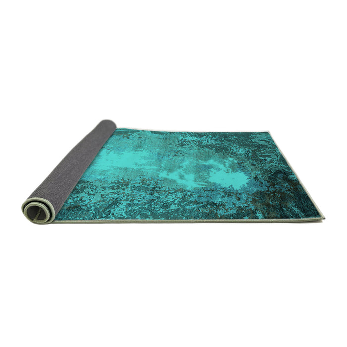 Sideview of Oriental Turquoise Industrial Rug, urb2074turq