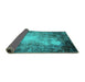 Sideview of Oriental Turquoise Industrial Rug, urb2074turq