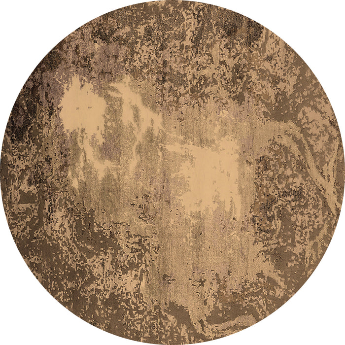 Round Oriental Brown Industrial Rug, urb2074brn