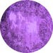 Round Oriental Purple Industrial Rug, urb2074pur