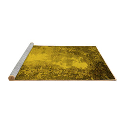 Sideview of Machine Washable Oriental Yellow Industrial Rug, wshurb2074yw