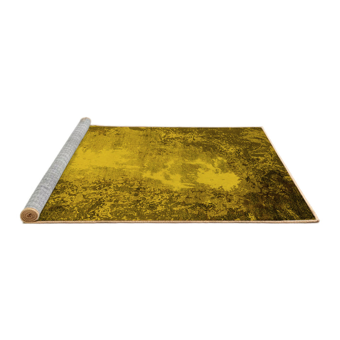 Sideview of Machine Washable Oriental Yellow Industrial Rug, wshurb2074yw