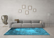 Machine Washable Oriental Light Blue Industrial Rug in a Living Room, wshurb2074lblu