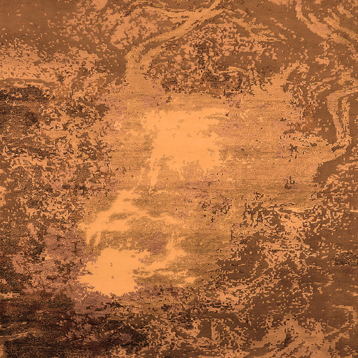 Square Machine Washable Oriental Orange Industrial Area Rugs, wshurb2074org