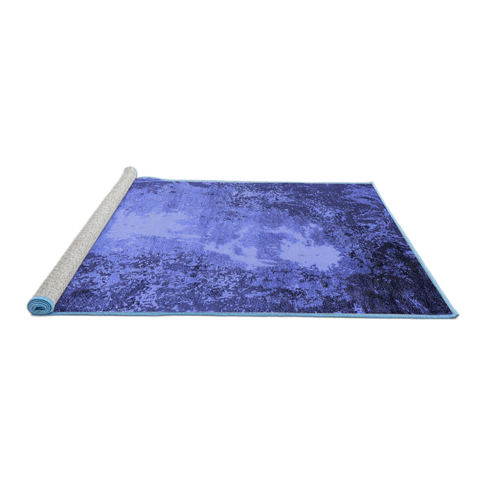 Sideview of Machine Washable Oriental Blue Industrial Rug, wshurb2074blu