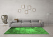 Machine Washable Oriental Green Industrial Area Rugs in a Living Room,, wshurb2074grn