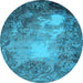 Round Oriental Light Blue Industrial Rug, urb2074lblu