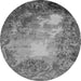 Round Oriental Gray Industrial Rug, urb2074gry