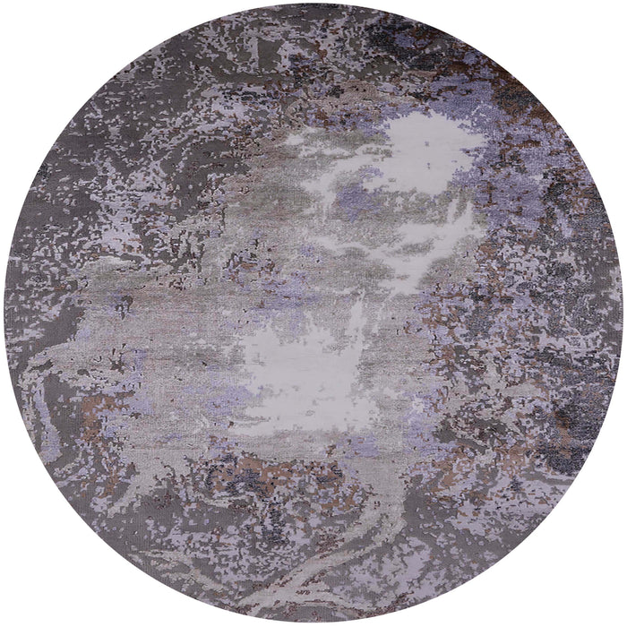 Round Mid-Century Modern Gray Oriental Rug, urb2074