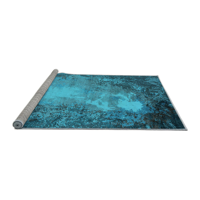 Sideview of Machine Washable Oriental Light Blue Industrial Rug, wshurb2074lblu