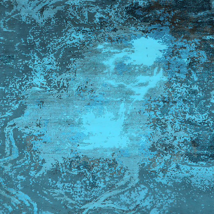 Square Machine Washable Oriental Light Blue Industrial Rug, wshurb2074lblu