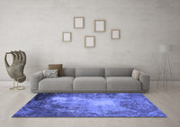 Machine Washable Oriental Blue Industrial Rug, wshurb2074blu