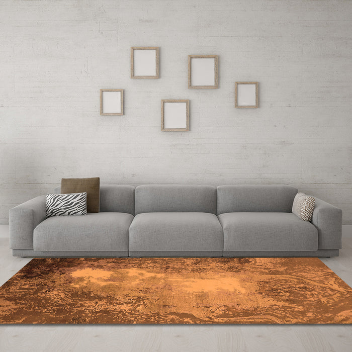 Machine Washable Oriental Orange Industrial Area Rugs in a Living Room, wshurb2074org