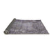 Sideview of Mid-Century Modern Carbon Gray Oriental Rug, urb2075