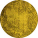 Round Oriental Yellow Industrial Rug, urb2075yw